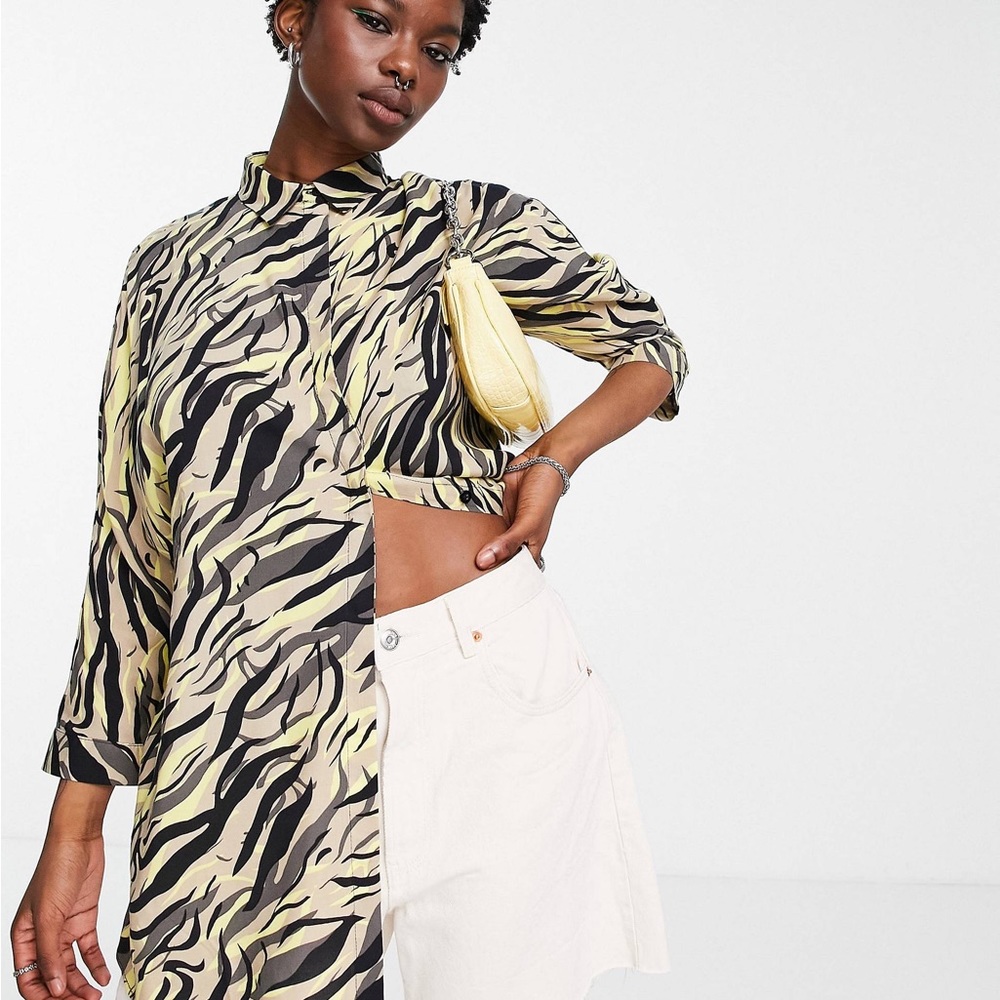 TOPSHOP Oversized Animal Print Shirt